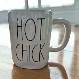 Rae Dunn HOT CHICK White Ceramic Coffee Mug Black Lettering Farmhouse